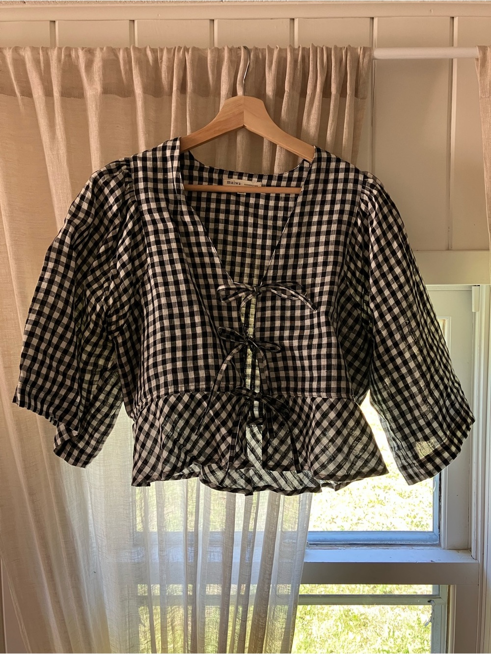 Juniper Top - Handwoven Linen - Gingham - Maiwa - one size